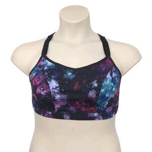 Livi Active Sport Bra No Wire Soft Cup Multi Color Print Strappy X Back 14 16 XL